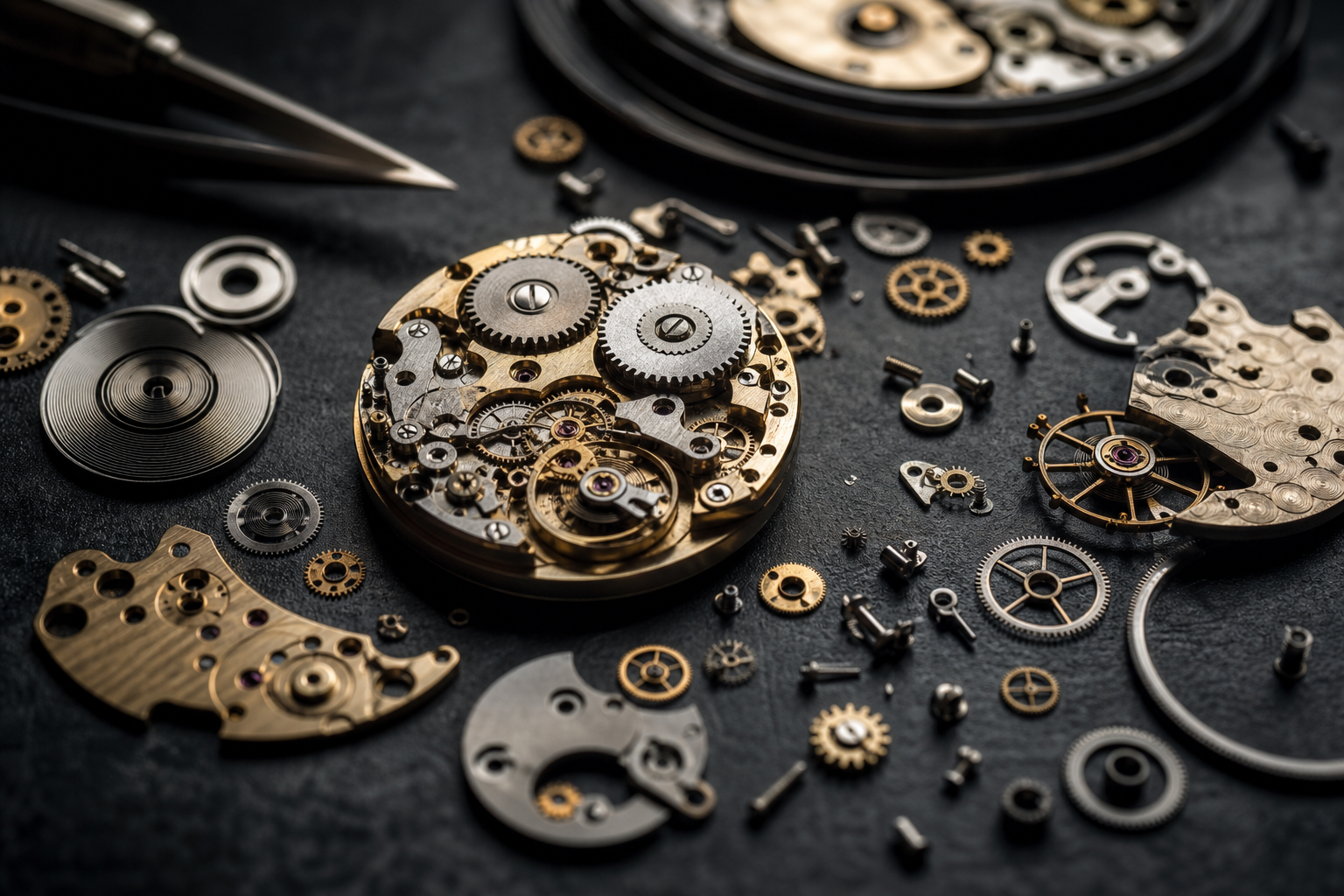 A complex mechanical clockwork mechanism with interlocking gears representing fragmented AI agent tasks and costs