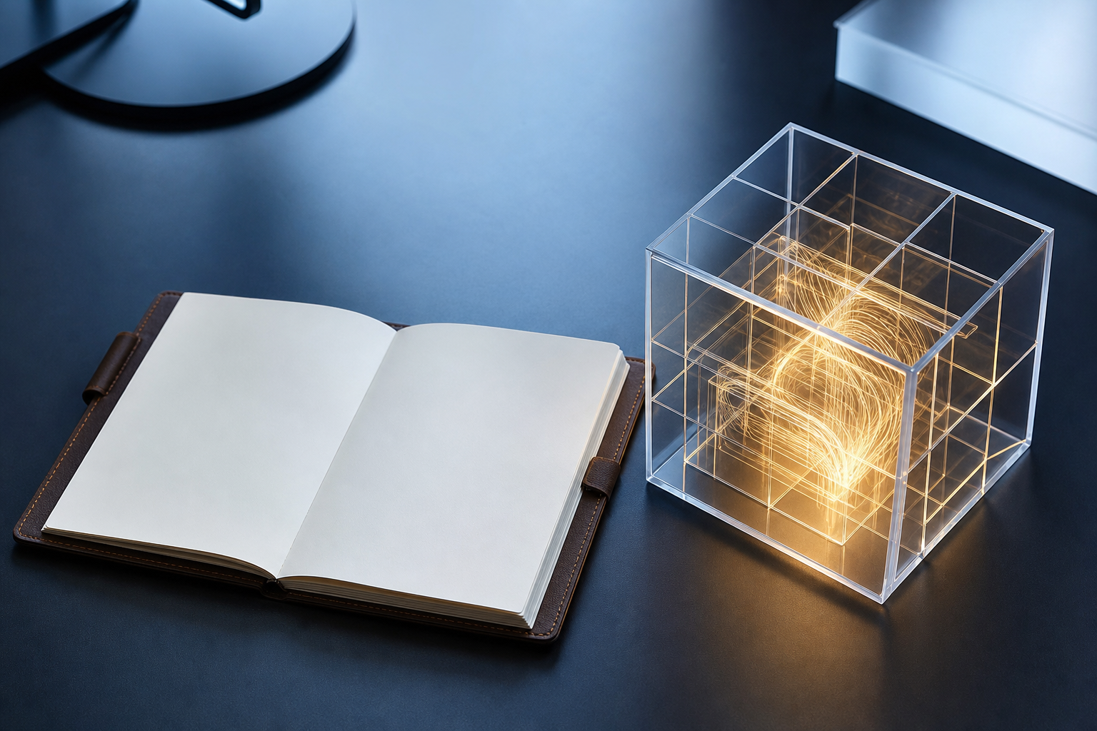 A conceptual editorial image showing a digital wallet or ledger being securely contained within a geometric cage, symbolizing budget caps and cost control.