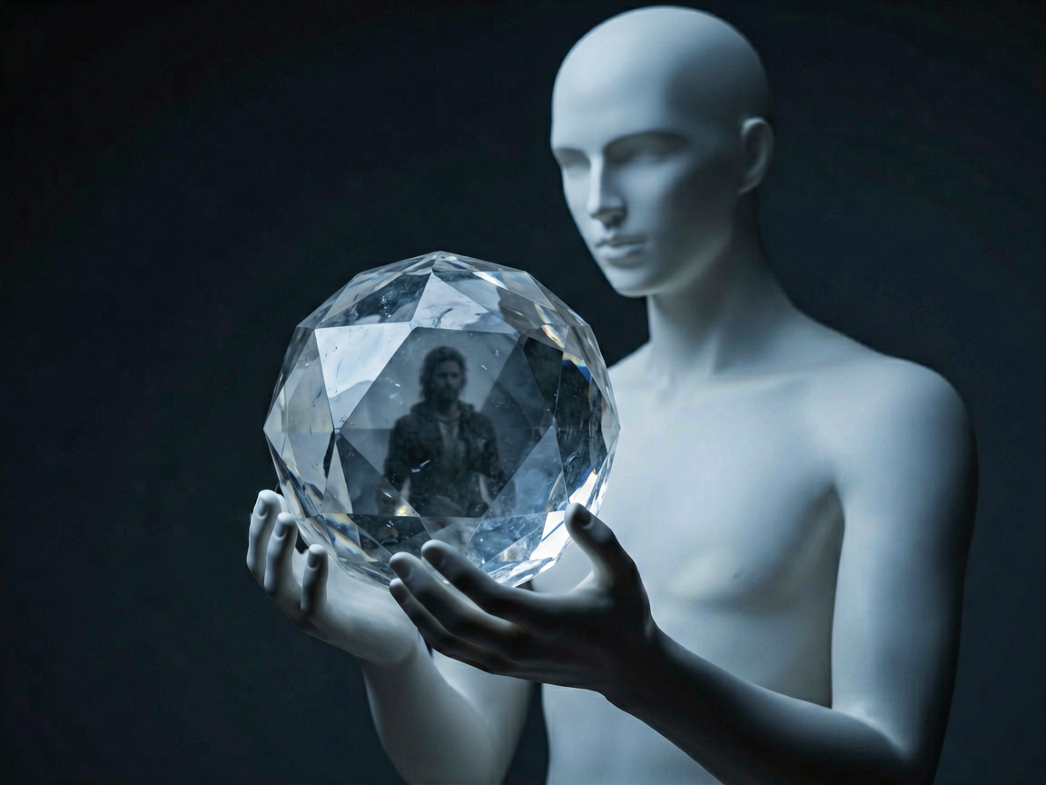 A symbolic representation of an AI game character's memory system influencing its interaction with a player.
