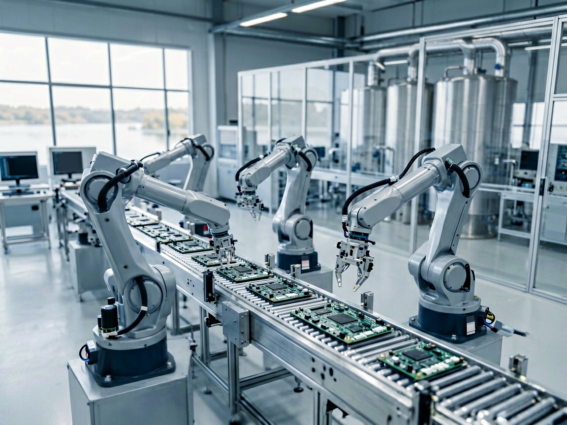 Automated server production line with water cooling infrastructure