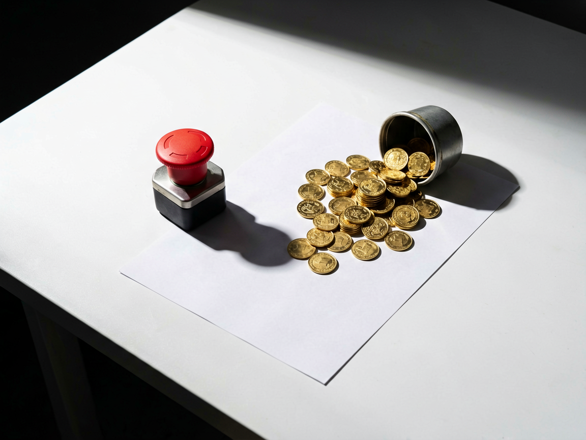 A symbolic editorial image representing uncontrolled financial loss and the need for safety limits in automated systems.