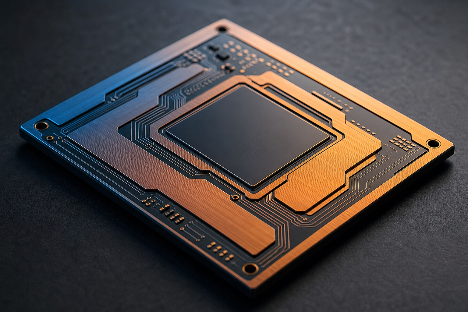 A high-tech microchip with visible heat dissipation elements, symbolizing efficient power consumption in AI agents.