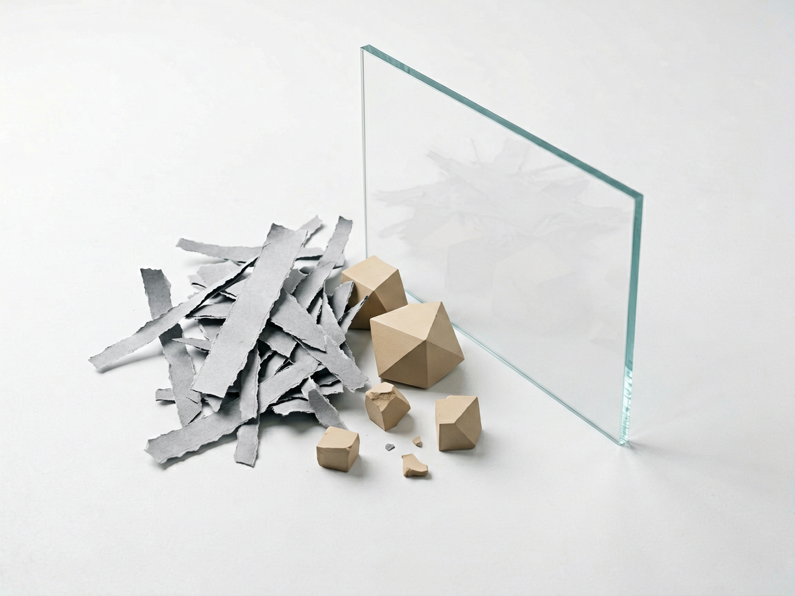 A conceptual editorial image showing a fragmented, abstract knowledge structure with disconnected nodes and a subtle barrier, representing the 'knowledge wall' 
