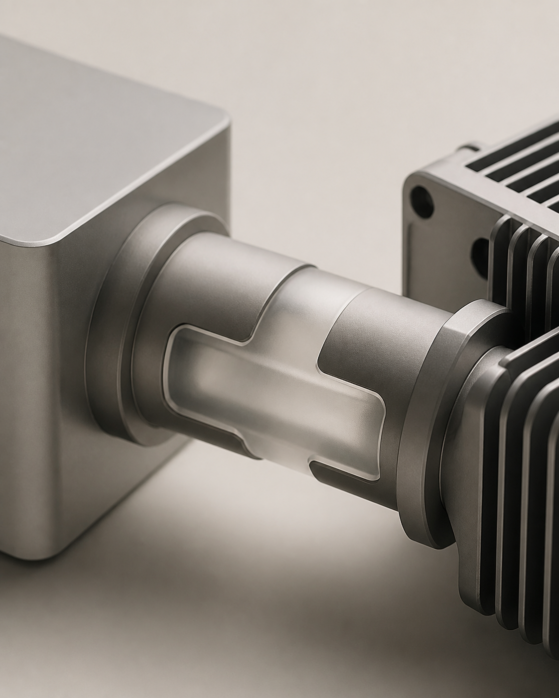 A high-end modular connector bridging two different technical components.