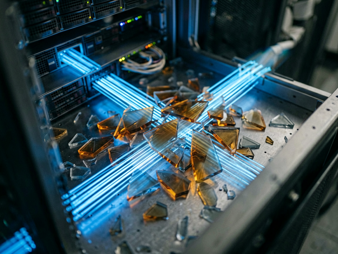 Abstract visualization of memory fragmentation and data bottleneck