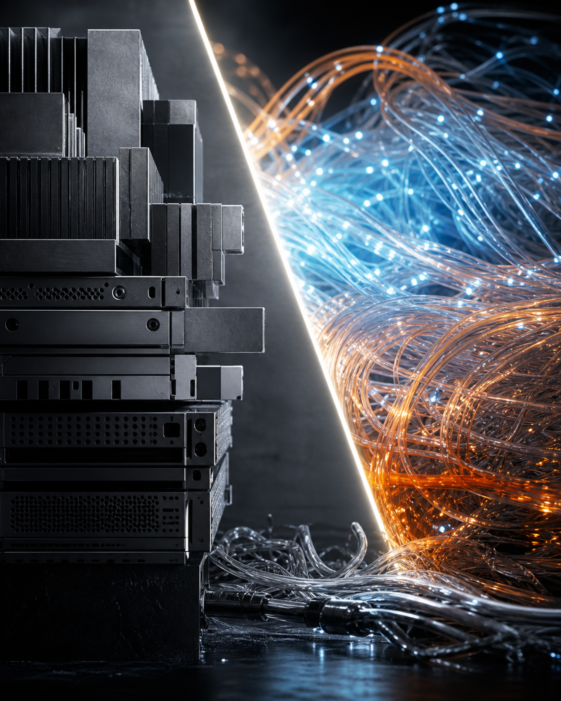 Editorial concept illustrating the financial 'scissors difference' between AI infrastructure costs and revenue efficiency