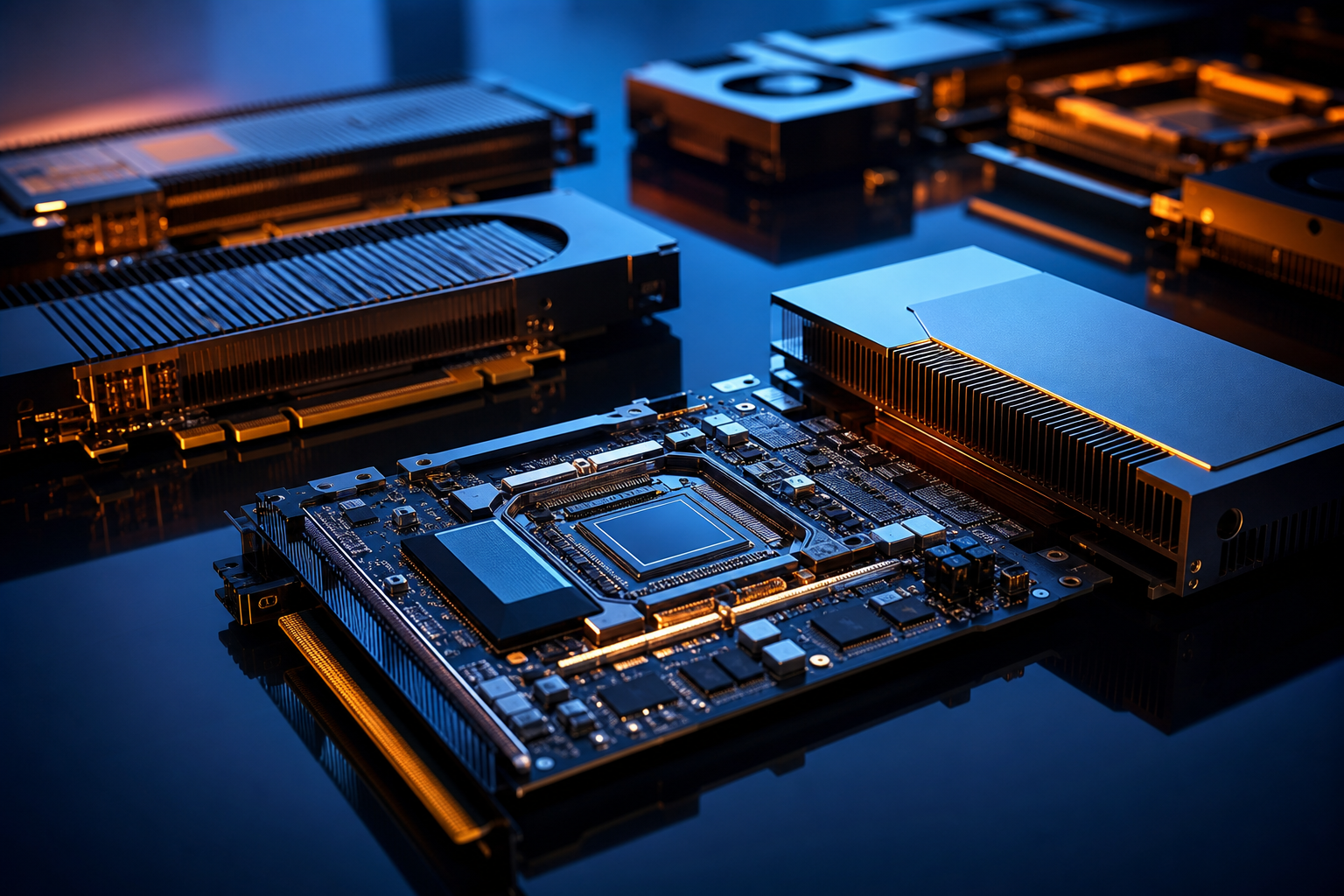 A conceptual editorial shot of server hardware components representing computational cost and efficiency