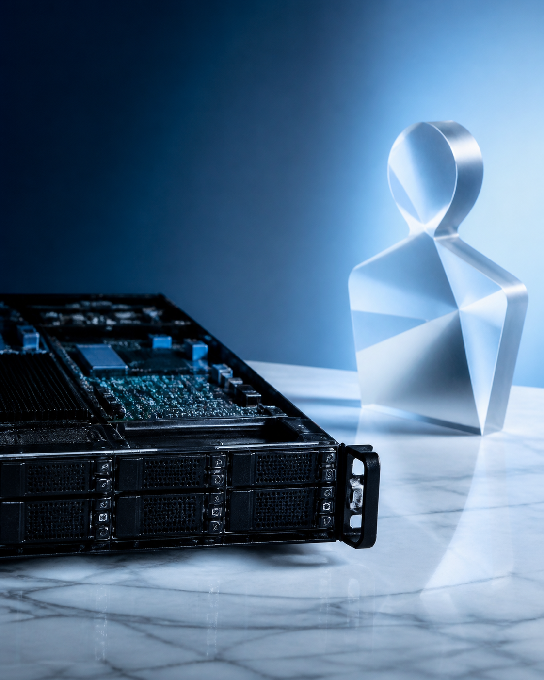 A conceptual editorial image representing the transition from traditional commerce to AI-driven computing power.
