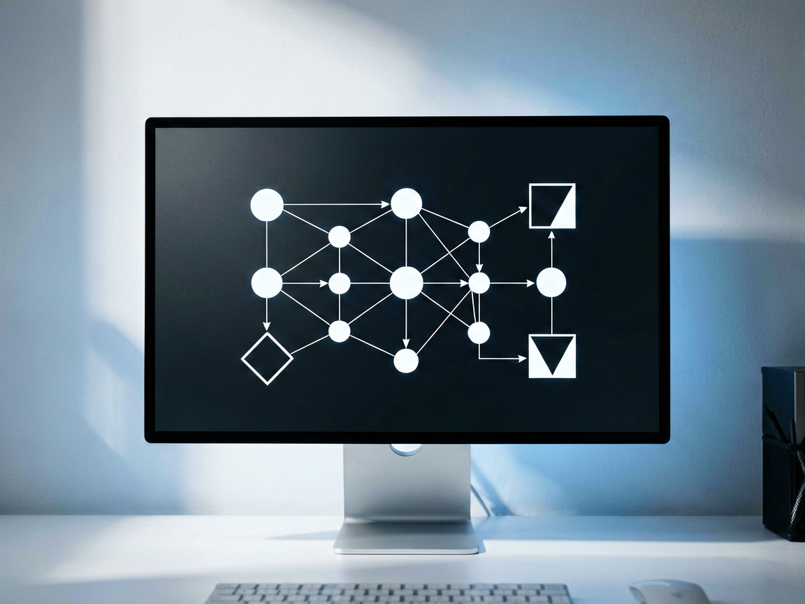 A stylized digital workspace representing AI video production workflows