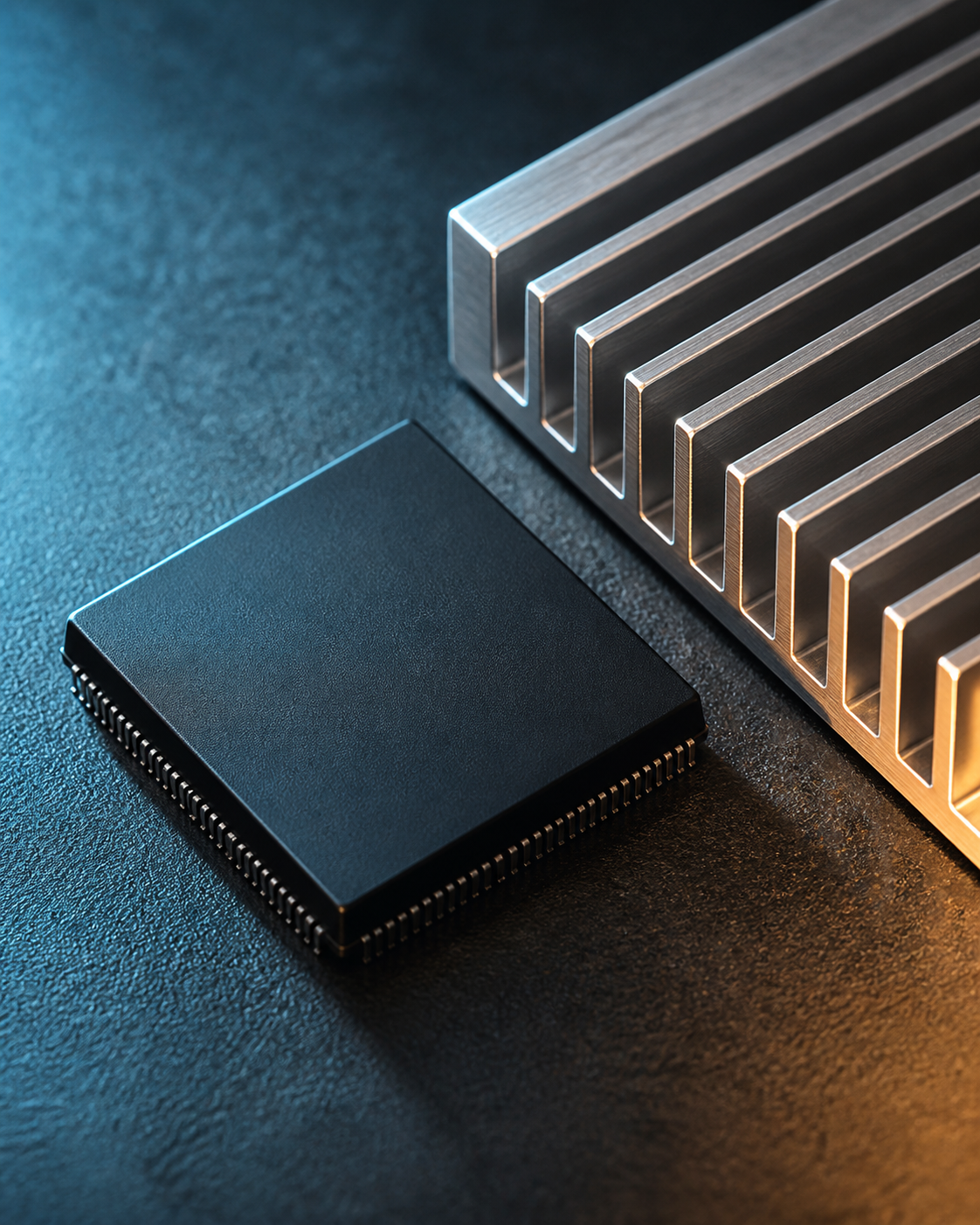 Abstract representation of computing power and heat management in automotive technology
