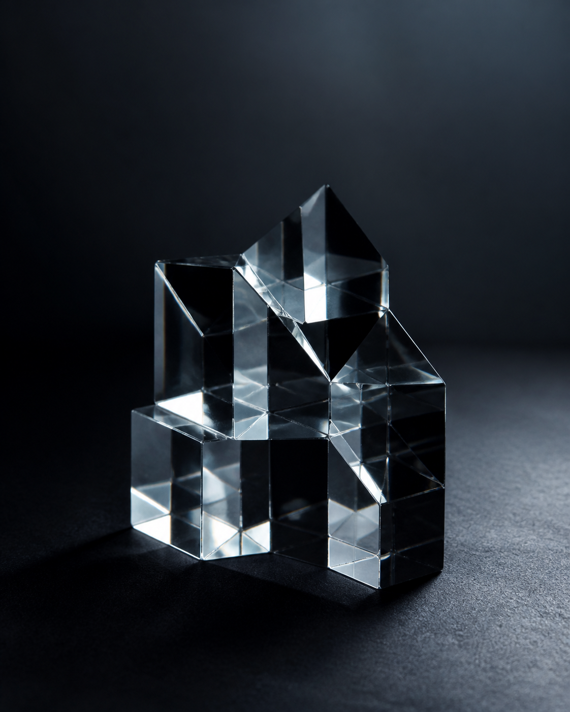 A minimalist architectural sculpture representing selective activation and efficiency in computing