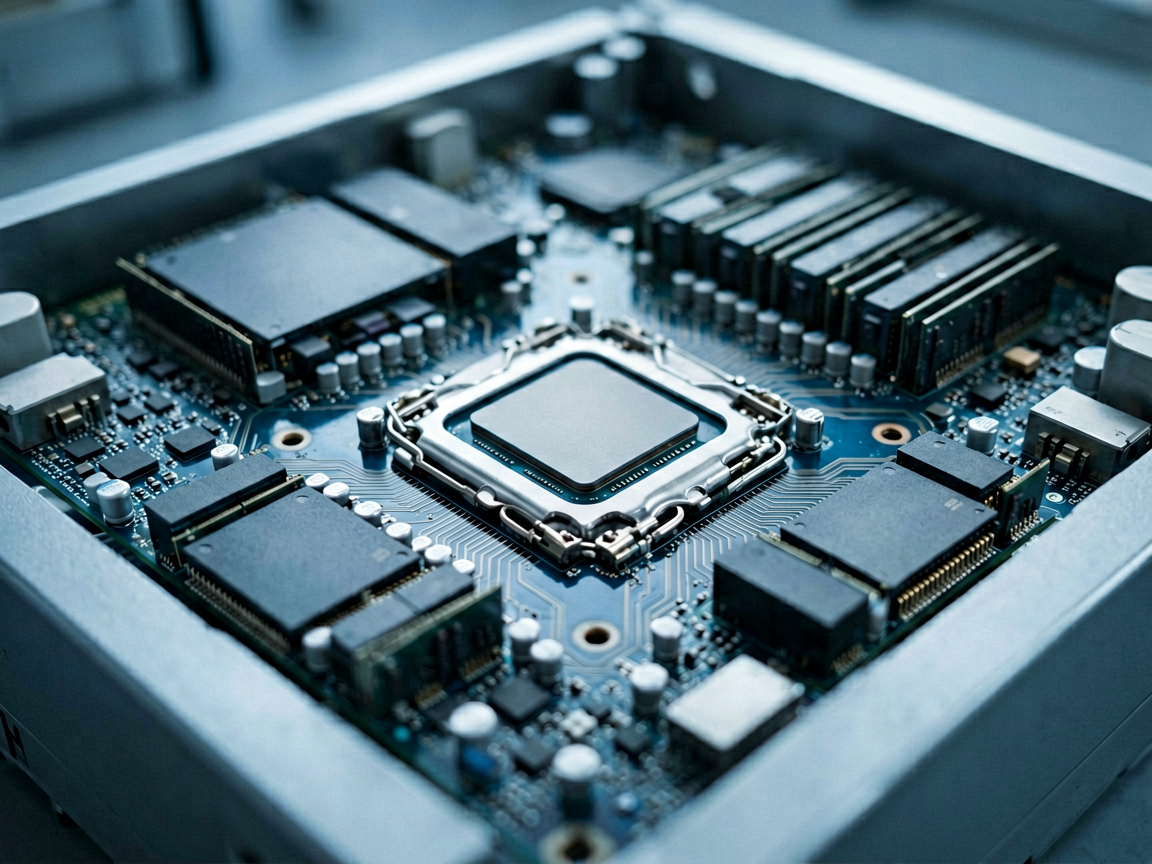 Close-up of server hardware components and circuit boards