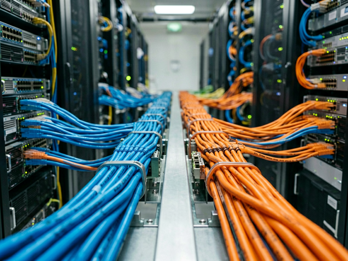 A conceptual editorial image showing two distinct, isolated server racks or network paths merging into a single complex infrastructure, symbolizing mixed-hardwa