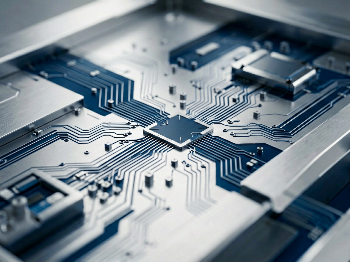 Abstract visualization of optimized data flow and structured memory blocks in a high-tech server environment