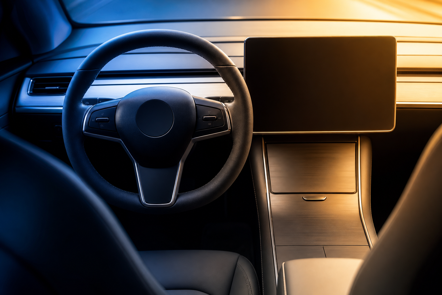 A conceptual split view of a car interior showing the transition of control between automated system and human driver