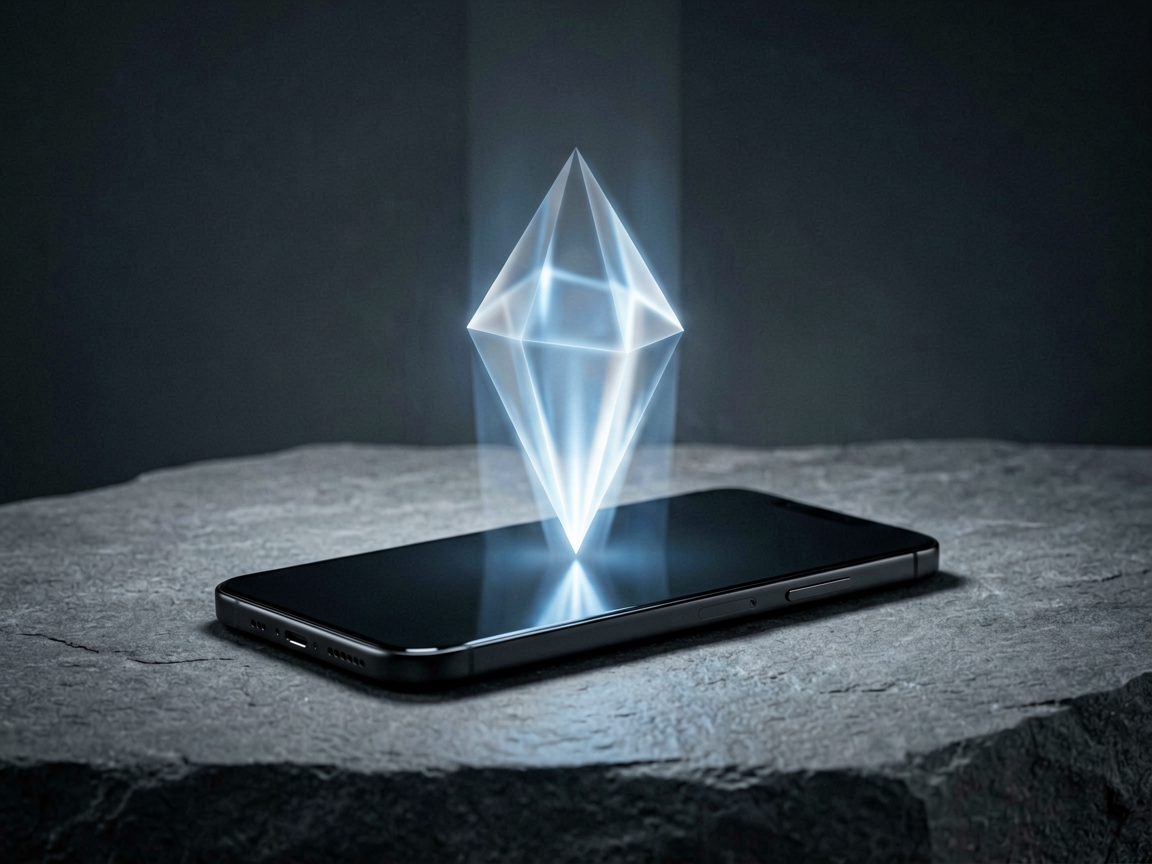 A conceptual editorial image showing a sleek smartphone silhouette merging with a soft, ethereal light structure, symbolizing the integration of cloud AI into l