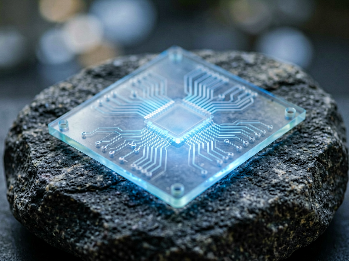 A modern, minimalist architectural visualization of a glowing energy grid connecting disparate nodes across a landscape