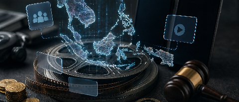 A stylized map of Southeast Asia overlaid with diverse cultural symbols and digital connection lines, representing the complex market landscape for short drama 