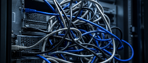 Abstract visualization of network congestion and resource fragmentation in a server farm