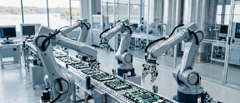 Automated server production line with water cooling infrastructure