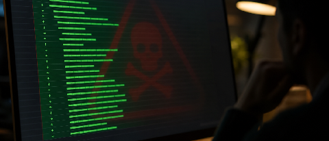 A clean code diff on a screen with a hidden trap symbol