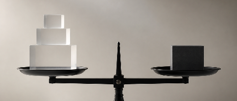 A balanced scale with abstract layers representing deep context analysis