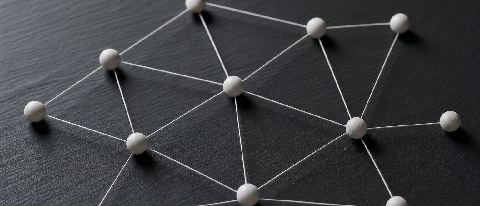 Abstract visualization of interconnected nodes representing a knowledge graph structure