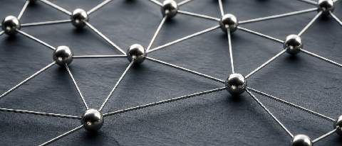 Abstract visualization of a knowledge graph structure