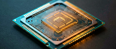 Close-up of a high-performance microprocessor chip on a clean desk