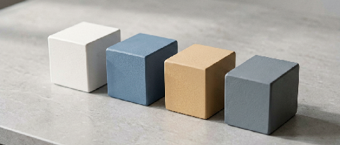 Abstract composition of sleek, modular geometric blocks arranged on a clean surface