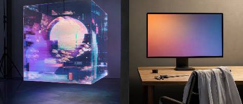 A split composition showing a chaotic, glitchy digital video frame on one side and a calm, precise physical editing workspace on the other, symbolizing the tran