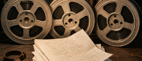 Three film reels representing Sora, Runway, and Kling on a production desk with a rejection stack of dailies.