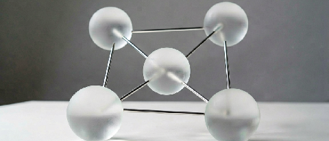 Abstract visualization of a knowledge graph with connected nodes representing entities