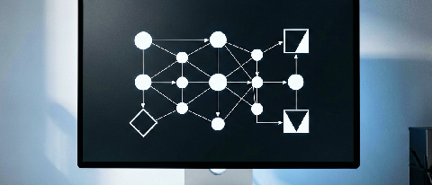 A stylized digital workspace representing AI video production workflows