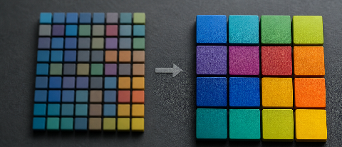 abstract grid comparison of FP8 and INT4 quantization for LLM cost reduction