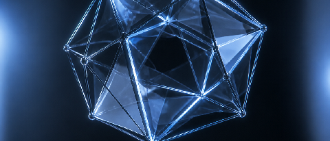A photorealistic 3D rendered geometric shape floating above a dark reflective surface, symbolizing digital physics and spatial reasoning.