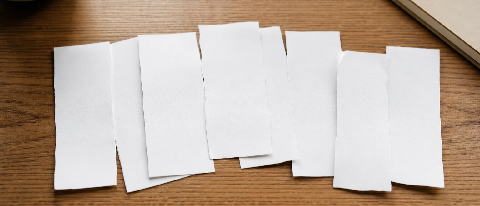 Document chunks overlapping on a desk, representing RAG parameter tuning