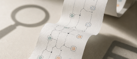 A tangled receipt with branching lines symbolizing hidden AI agent costs