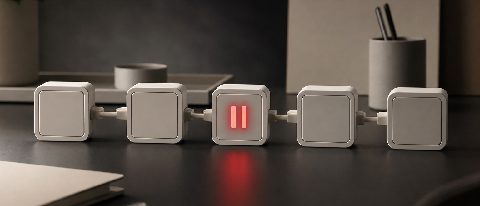 Editorial still life of a controlled workflow