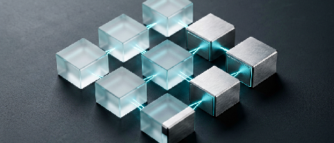 A minimalist, futuristic representation of a modular automated workflow.