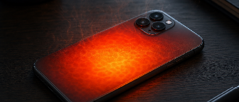 A smartphone glowing with intense heat, resting on a surface, symbolizing the strain of local AI video generation.