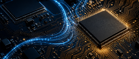 A conceptual editorial image representing the precision and complexity of migrating software infrastructure, featuring a clean, minimalist workspace with a focu