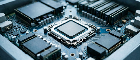 Close-up of server hardware components and circuit boards