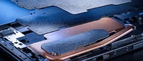 Close-up of high-tech smartphone internal cooling components