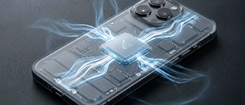 A conceptual editorial image representing dynamic memory allocation and processing power on a smartphone chip