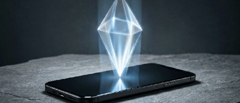 A conceptual editorial image showing a sleek smartphone silhouette merging with a soft, ethereal light structure, symbolizing the integration of cloud AI into l